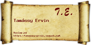 Tamássy Ervin névjegykártya