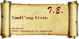 Tamássy Ervin névjegykártya